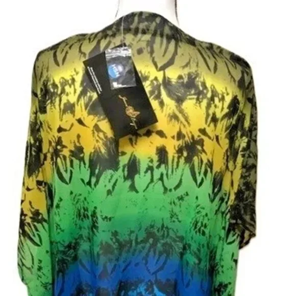 Joan Boyce Multi Color Chiffon Tunic V-Neck w/Silver Beaded Trim Missy NWT $99 - Picture 11 of 15